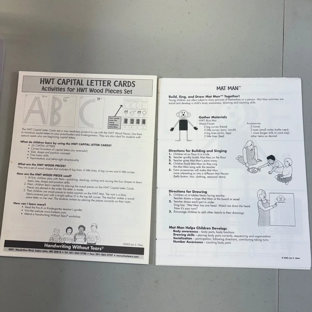 Handwriting Without Tears HWT Capital Letter Cards Activities For Wood Pieces